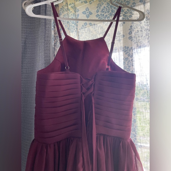 A-line chiffon halter bridesmaid dress with corset lace up back - Picture 4 of 7